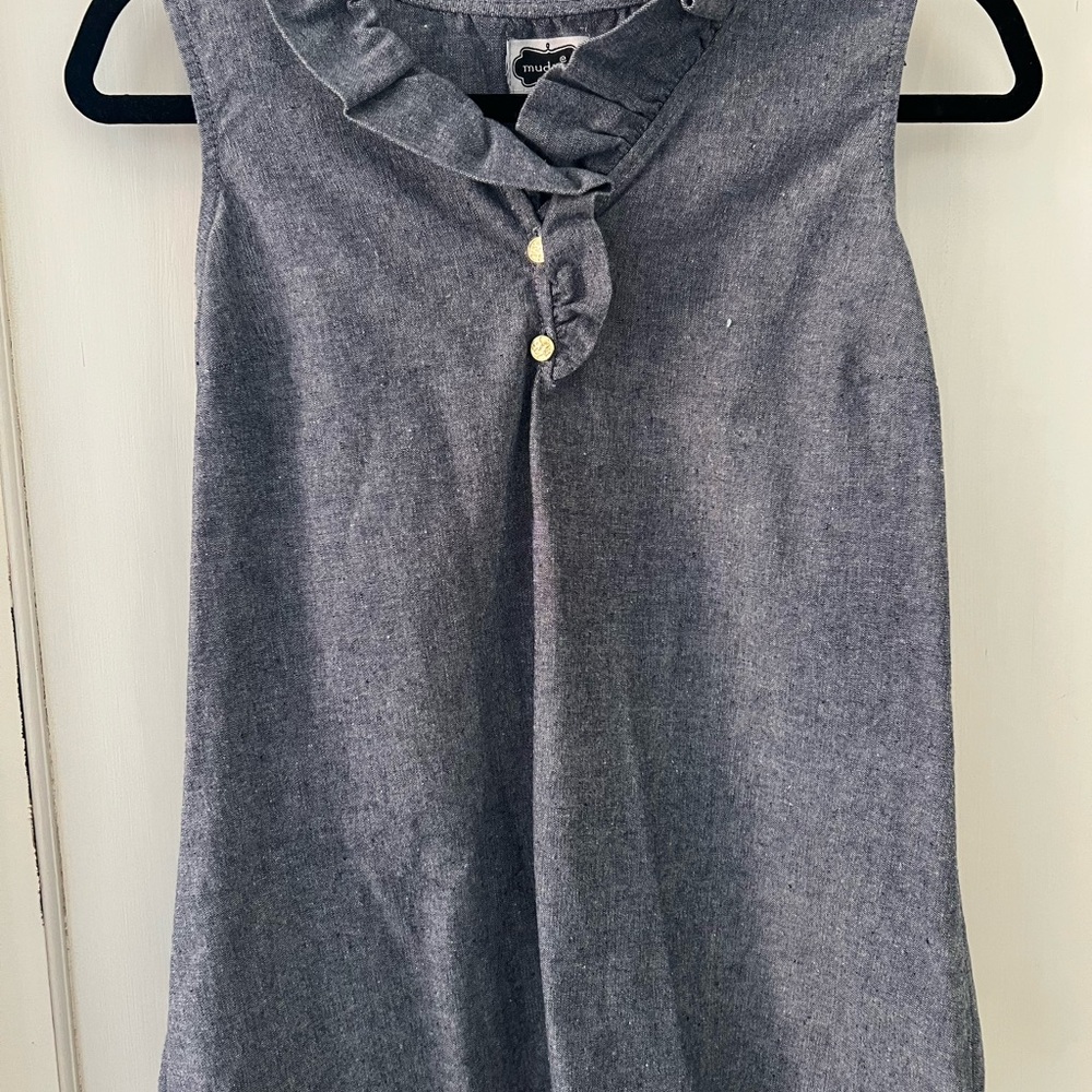 Mud Pie Chambray Ruffle Neck Tunic - Picture 3 of 4